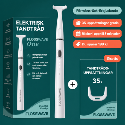 FlossWave - Elektriskt tandtrådsset med fördelspaket inklusive 35 munstycken