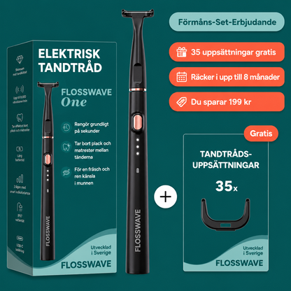 FlossWave - Elektriskt tandtrådsset med fördelspaket inklusive 35 munstycken