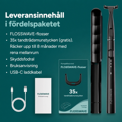 FlossWave - Elektriskt tandtrådsset med fördelspaket inklusive 35 munstycken