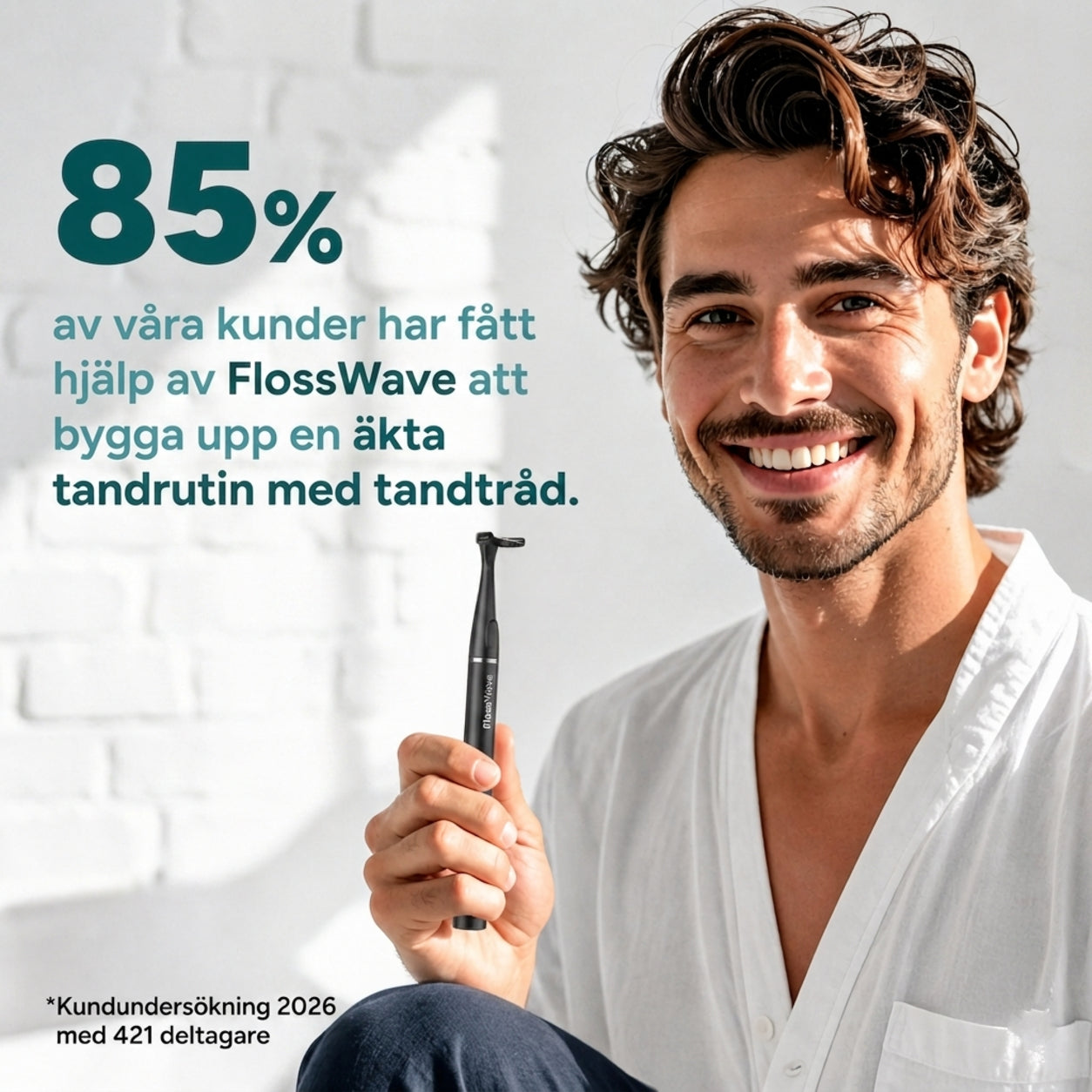FlossWave - Elektriskt tandtrådsset med fördelspaket inklusive 35 munstycken